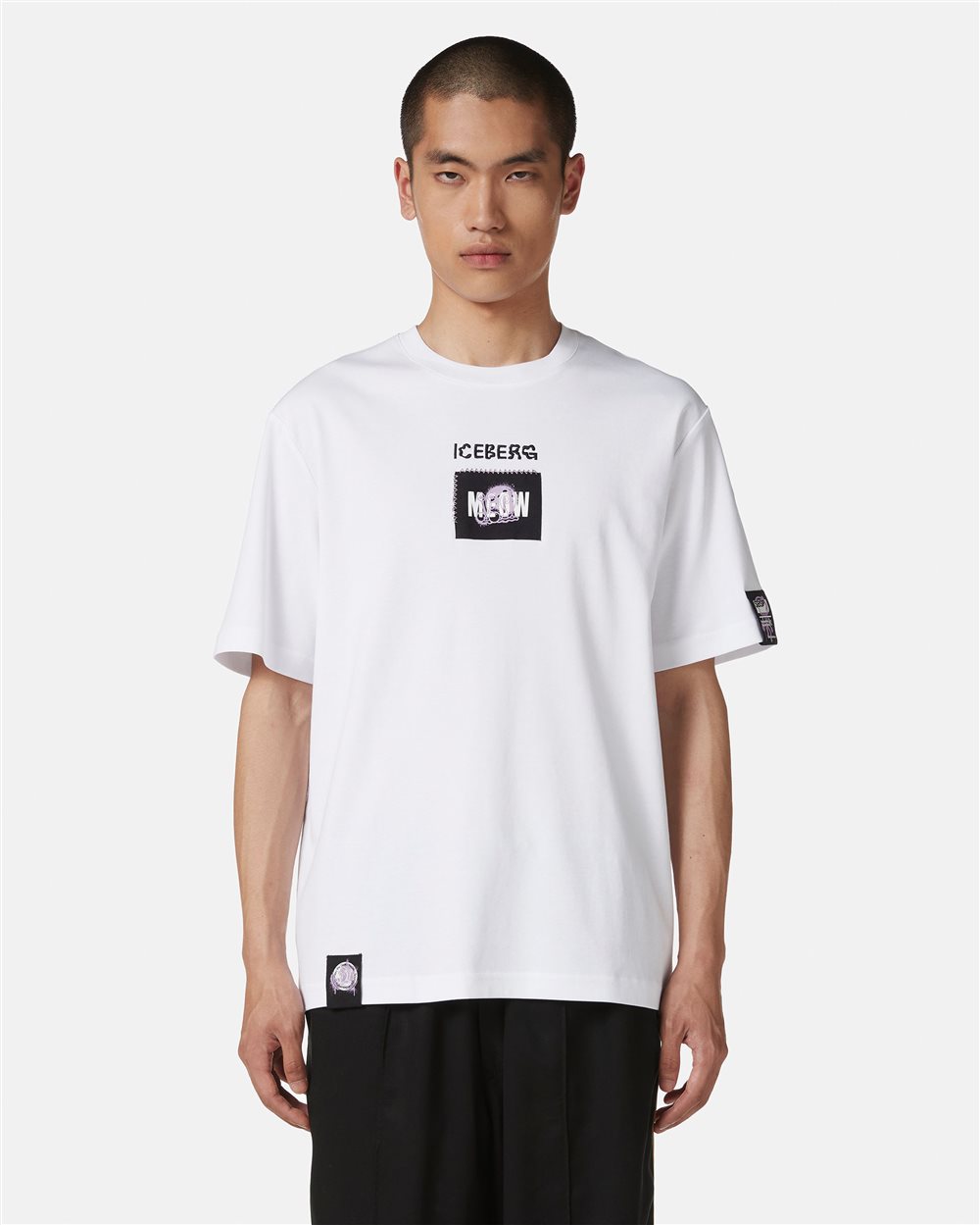 T-shirt bianca regular fit in tessuto interlock sostenibile certificato GOTS - Iceberg - Official Website