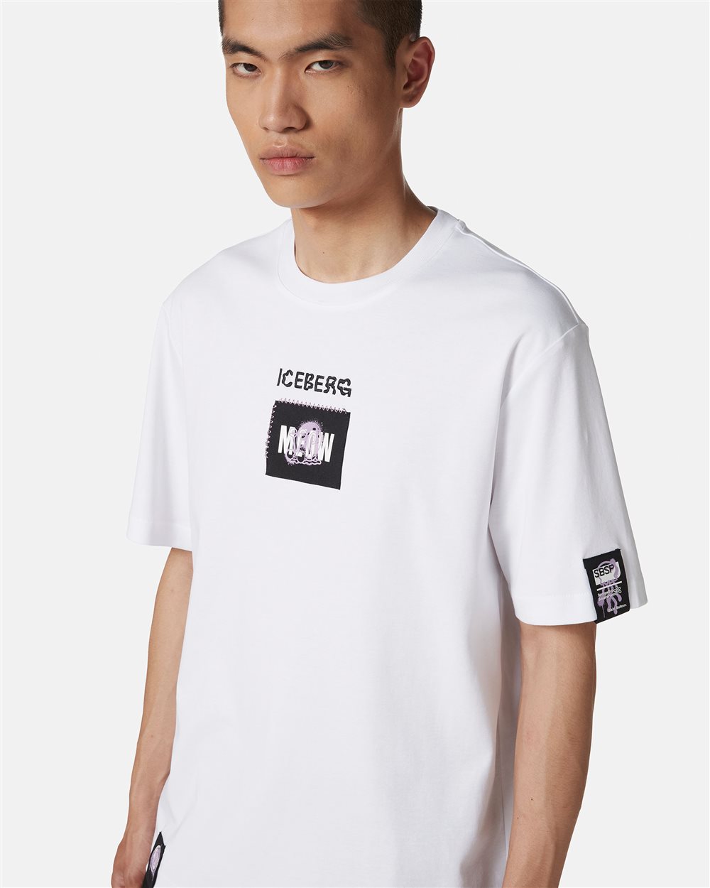 T-shirt bianca regular fit in tessuto interlock sostenibile certificato GOTS - Iceberg - Official Website