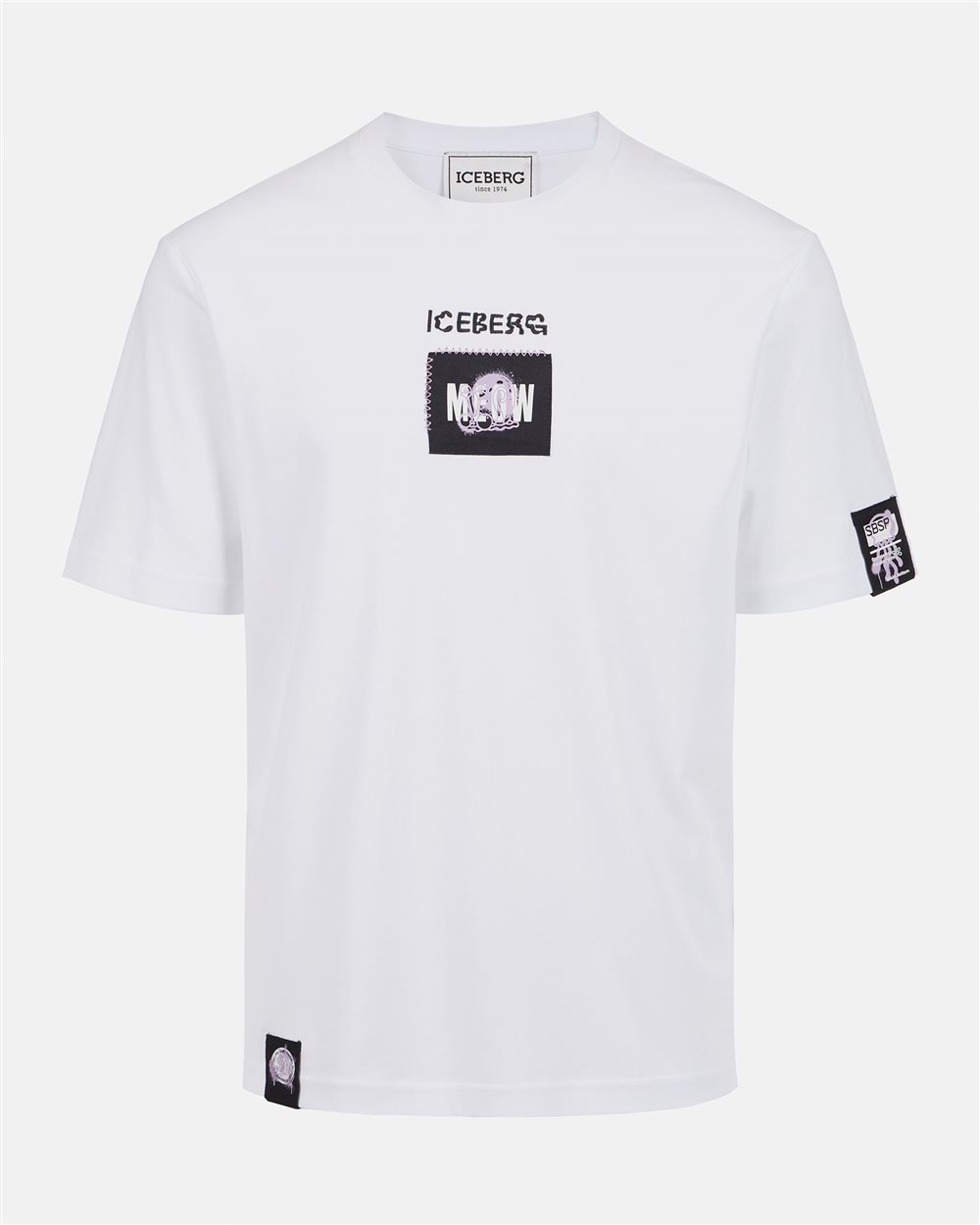T-shirt bianca regular fit in tessuto interlock sostenibile certificato GOTS - Iceberg - Official Website