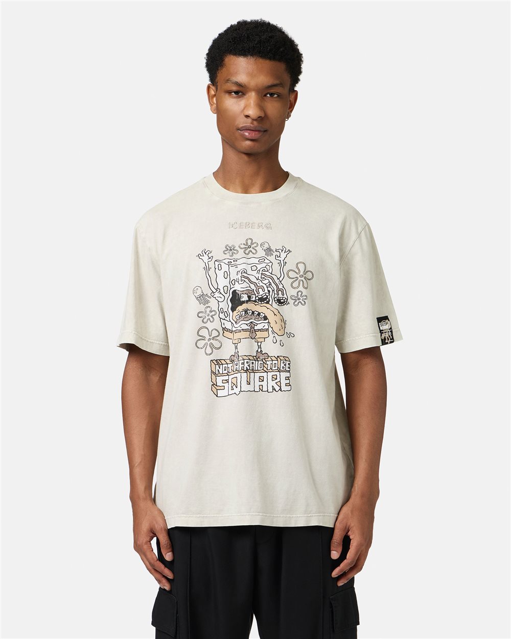 T-shirt color polvere regular fit in jersey con stampa SpongeBob - Iceberg - Official Website