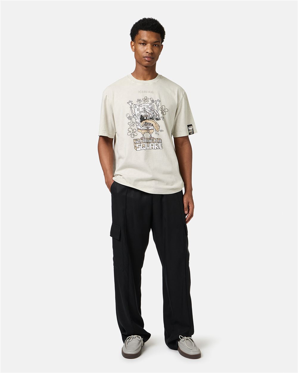 T-shirt color polvere regular fit in jersey con stampa SpongeBob - Iceberg - Official Website
