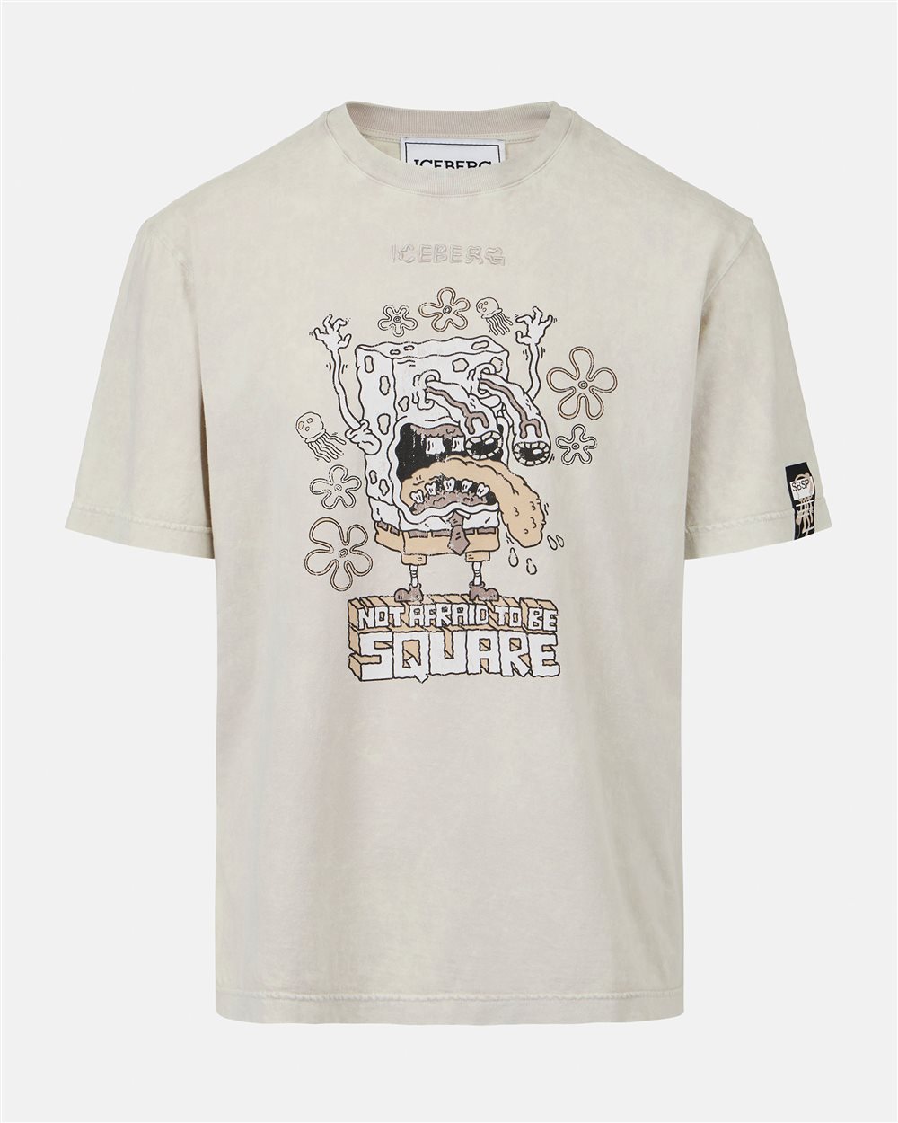 T-shirt color polvere regular fit in jersey con stampa SpongeBob - Iceberg - Official Website