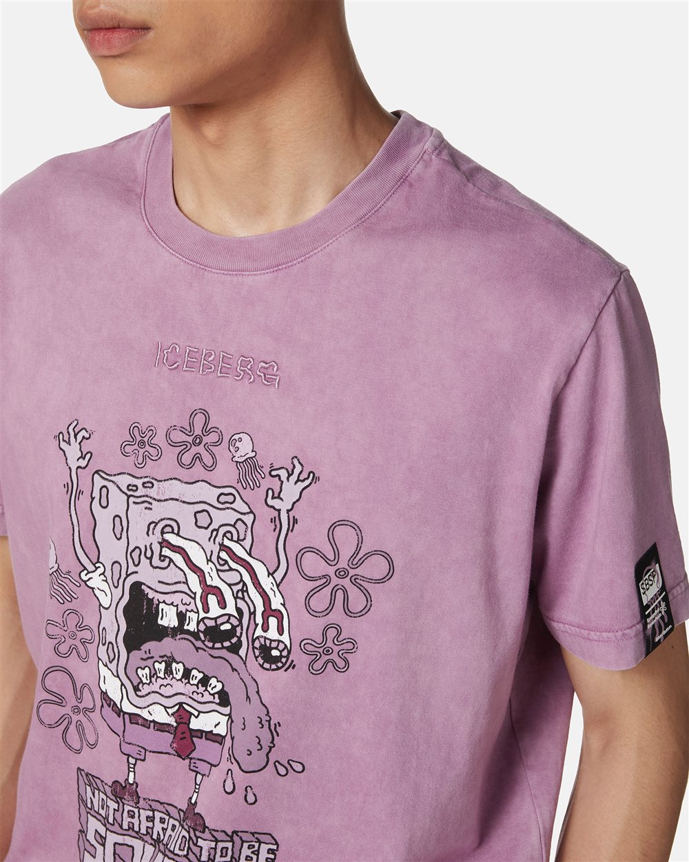 T-shirt color lampone regular fit in jersey con stampa SpongeBob - Iceberg - Official Website