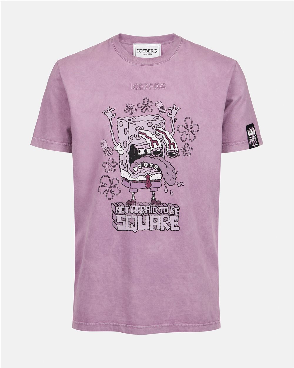 T-shirt color lampone regular fit in jersey con stampa SpongeBob - Iceberg - Official Website