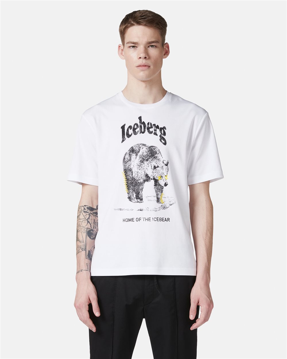 White regular fit T-shirt in GOTS certified sustainable interlock fabric - Iceberg - Official Website