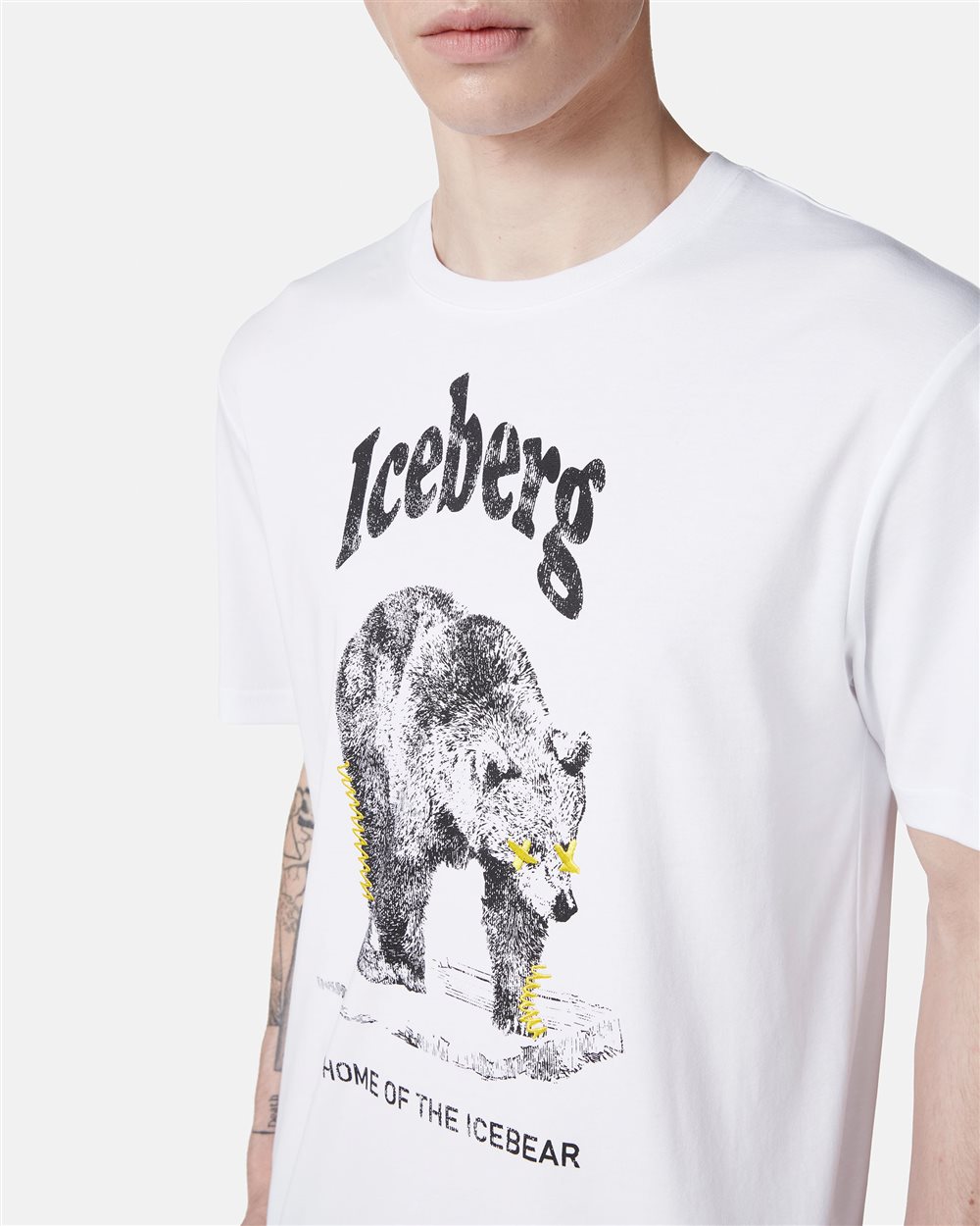 White regular fit T-shirt in GOTS certified sustainable interlock fabric - Iceberg - Official Website