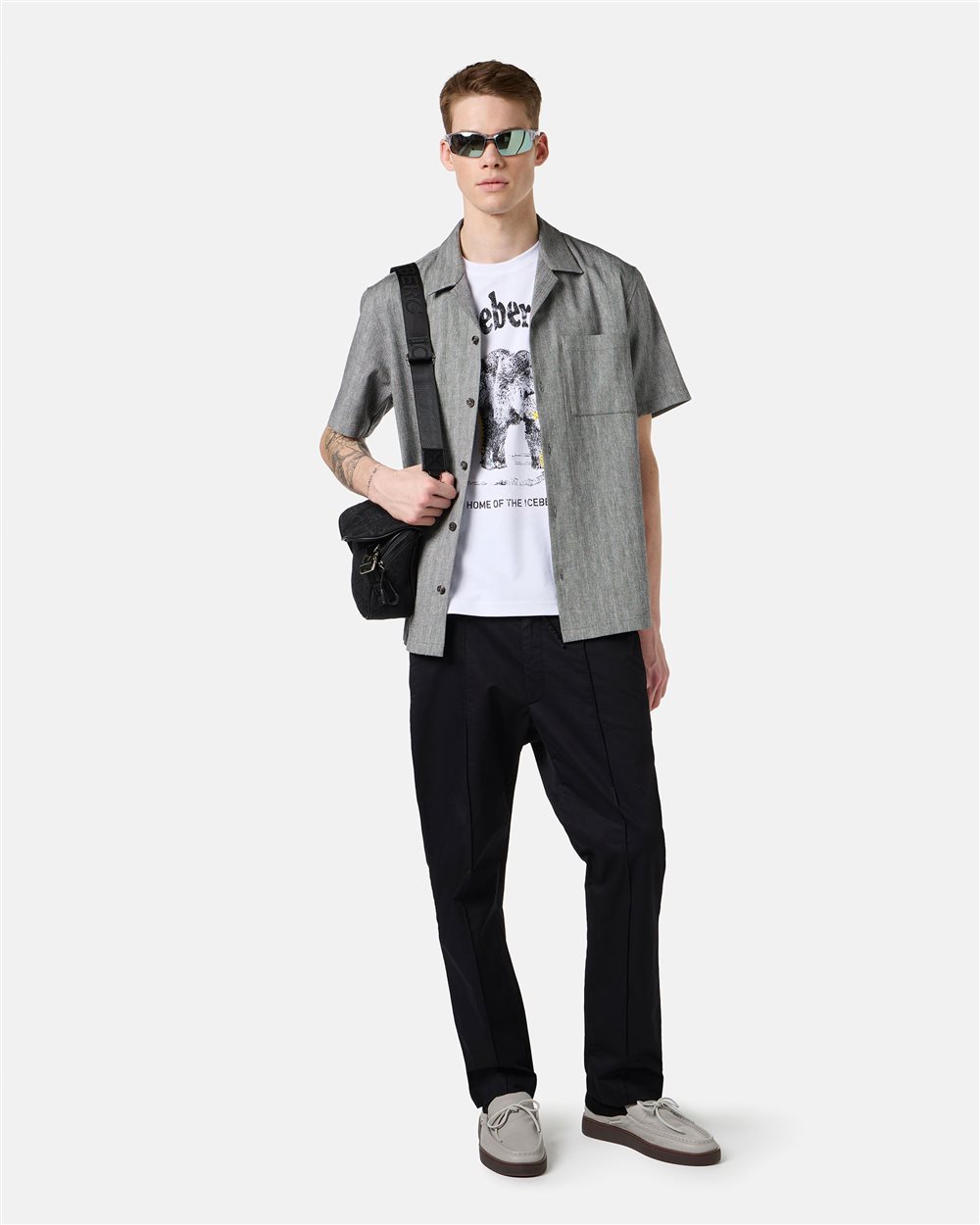 White regular fit T-shirt in GOTS certified sustainable interlock fabric - Iceberg - Official Website