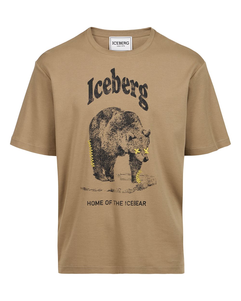 T-shirt color fango regular fit in tessuto interlock sostenibile certificato GOTS - Iceberg - Official Website