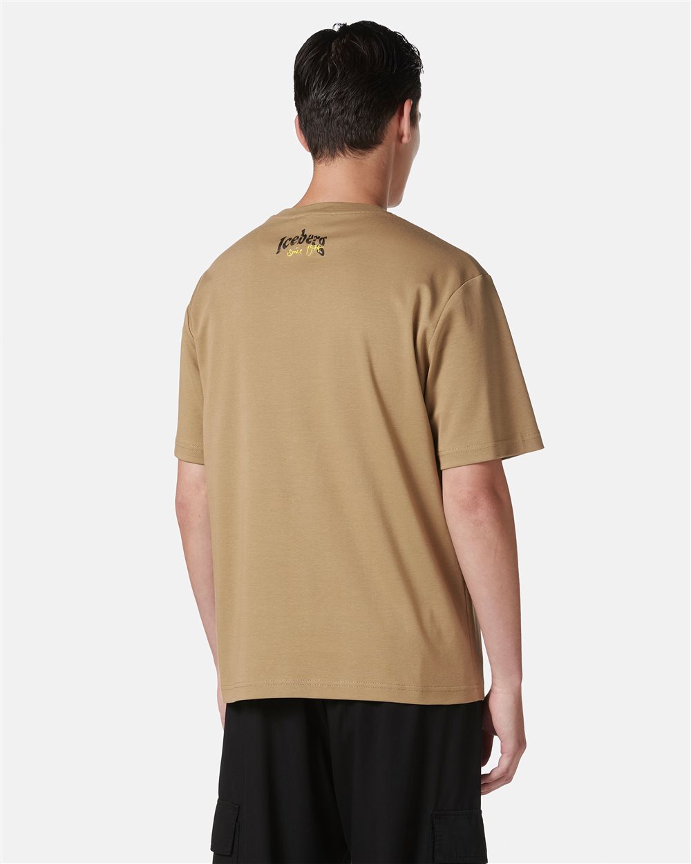 Mud-colored regular-fit T-shirt in GOTS-certified sustainable interlock fabric - Iceberg - Official Website