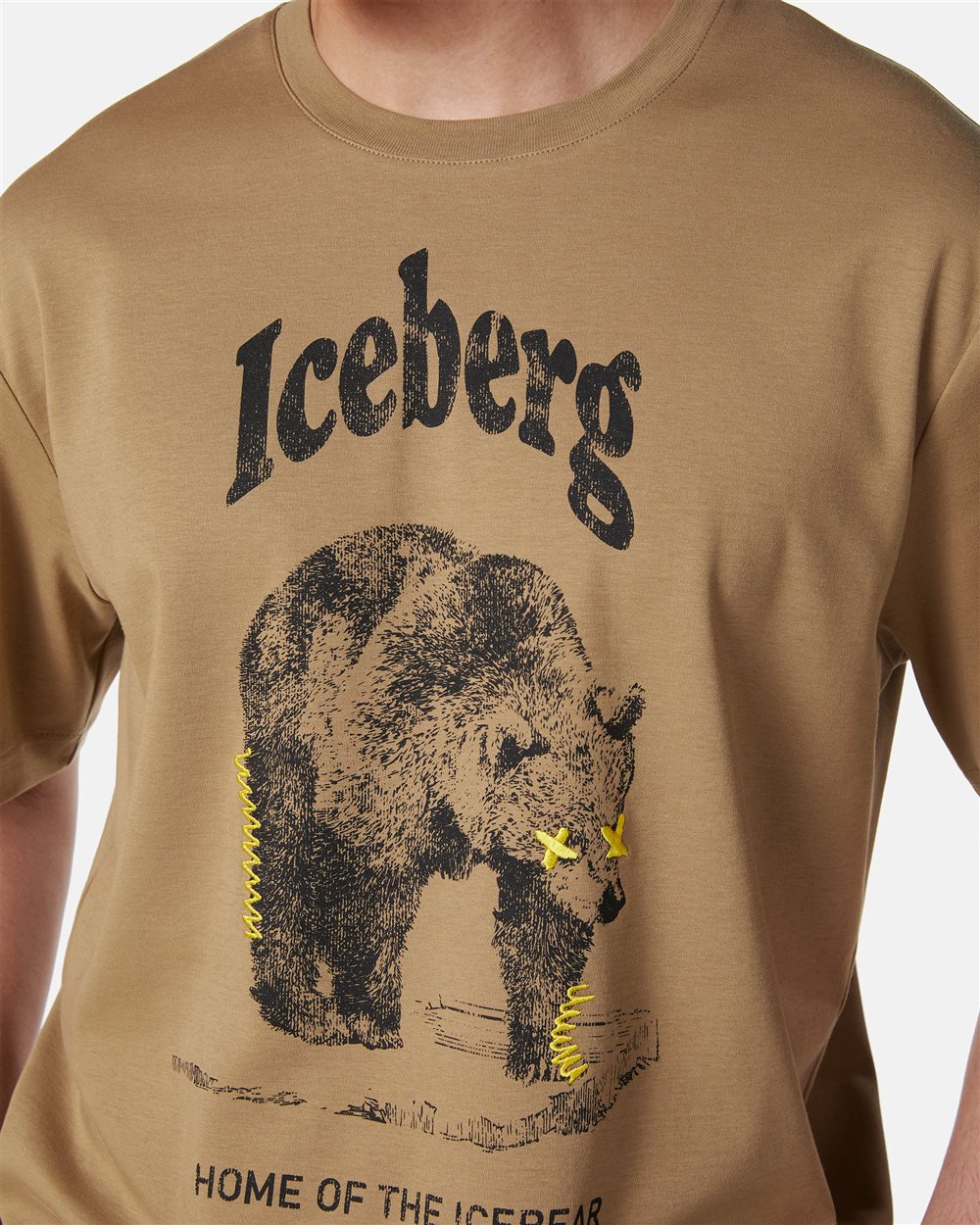 Mud-colored regular-fit T-shirt in GOTS-certified sustainable interlock fabric - Iceberg - Official Website