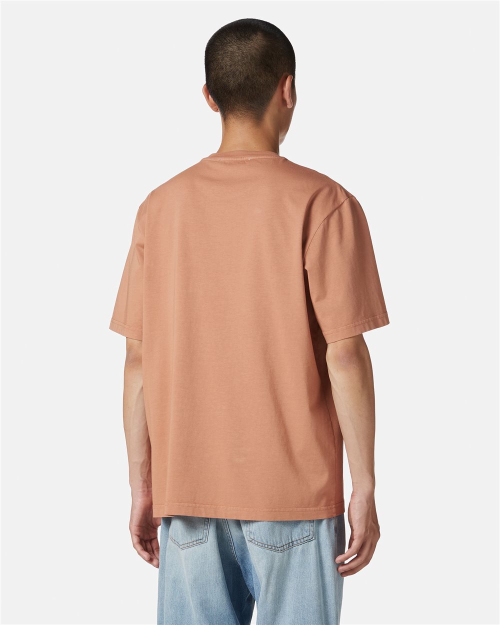 Regular fit terracotta colored T-shirt in dyed cotton jersey - Iceberg - Official Website