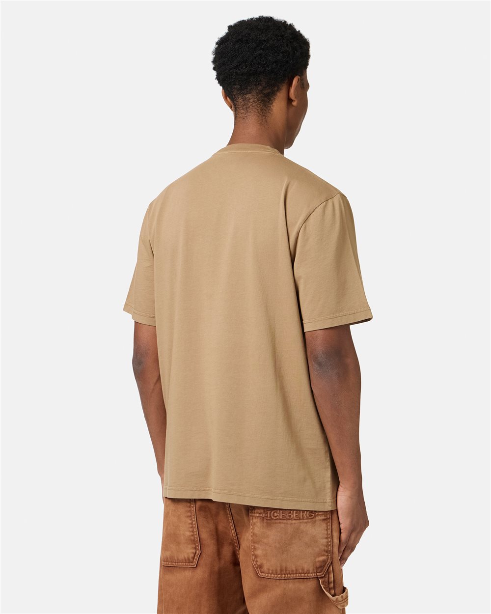 Mud-colored regular-fit T-shirt in dyed cotton jersey - Iceberg - Official Website