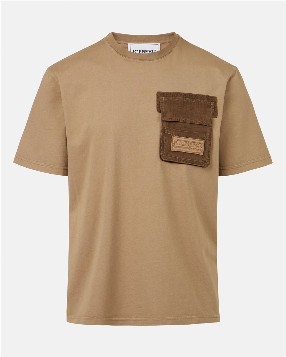 Mud-colored regular-fit T-shirt in dyed cotton jersey - Iceberg - Official Website