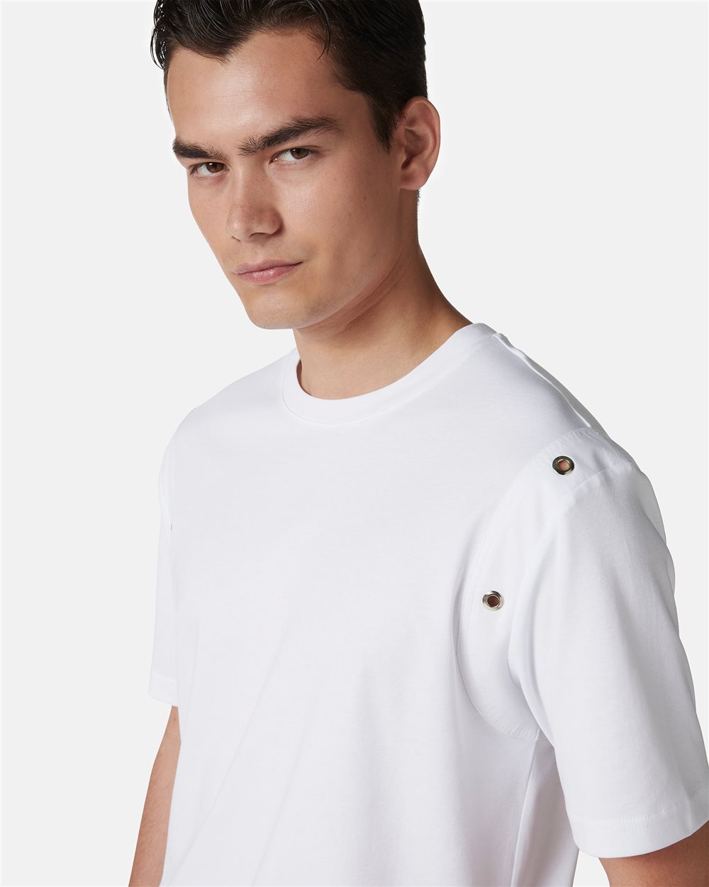 White regular fit T-shirt in sustainable interlock fabric - Iceberg - Official Website