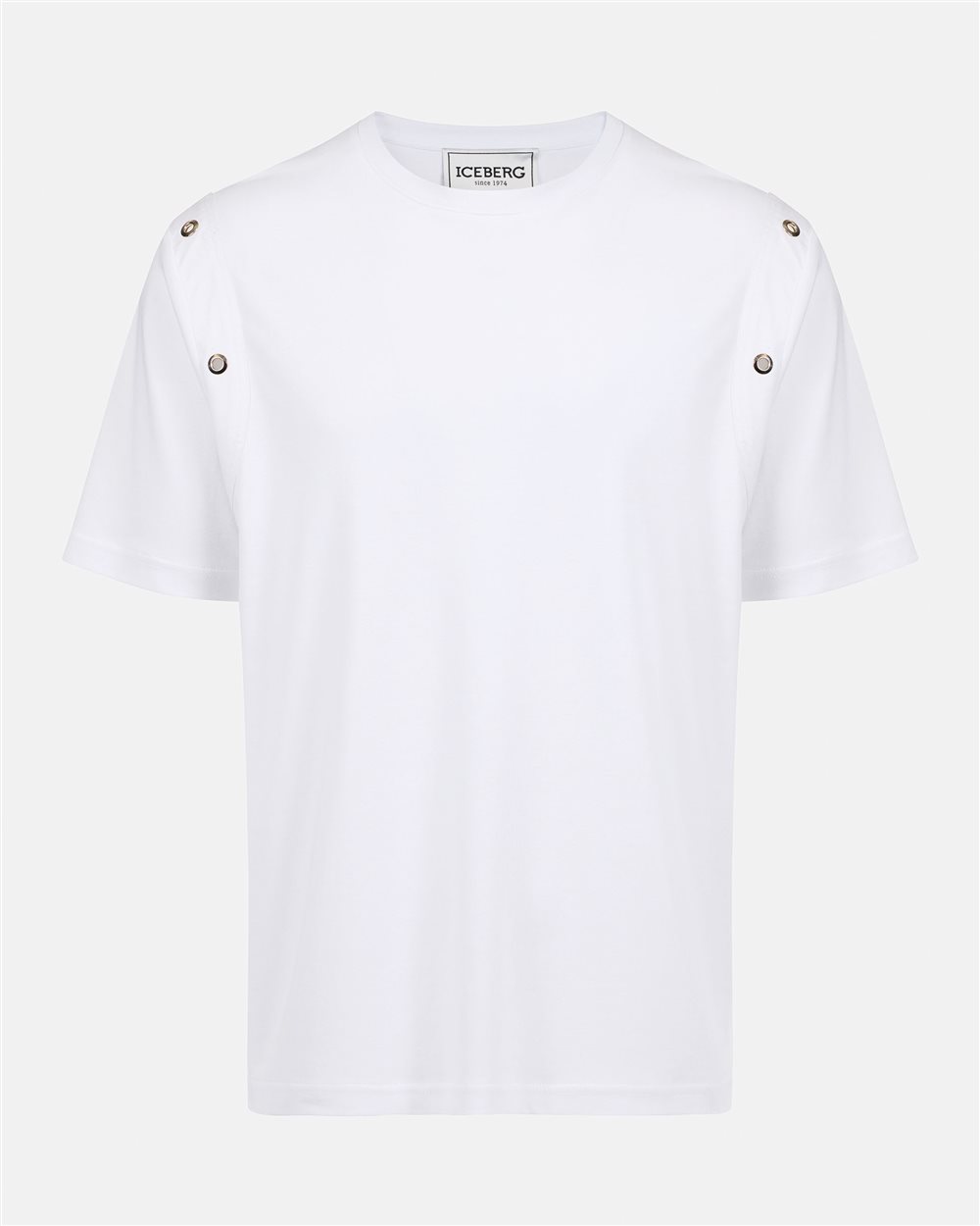 White regular fit T-shirt in sustainable interlock fabric - Iceberg - Official Website