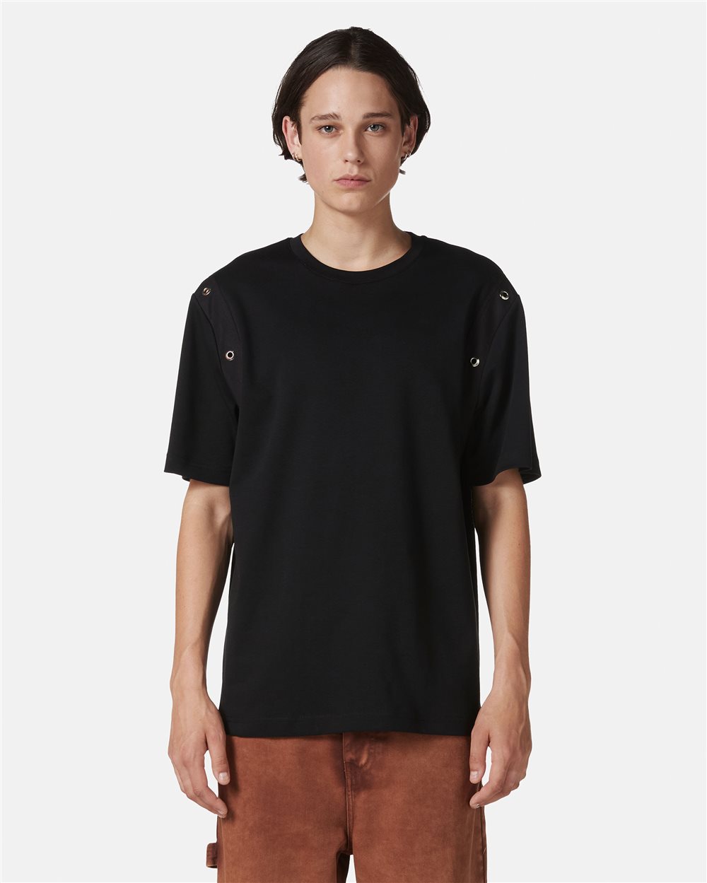 Black regular fit T-shirt in sustainable interlock fabric - Iceberg - Official Website