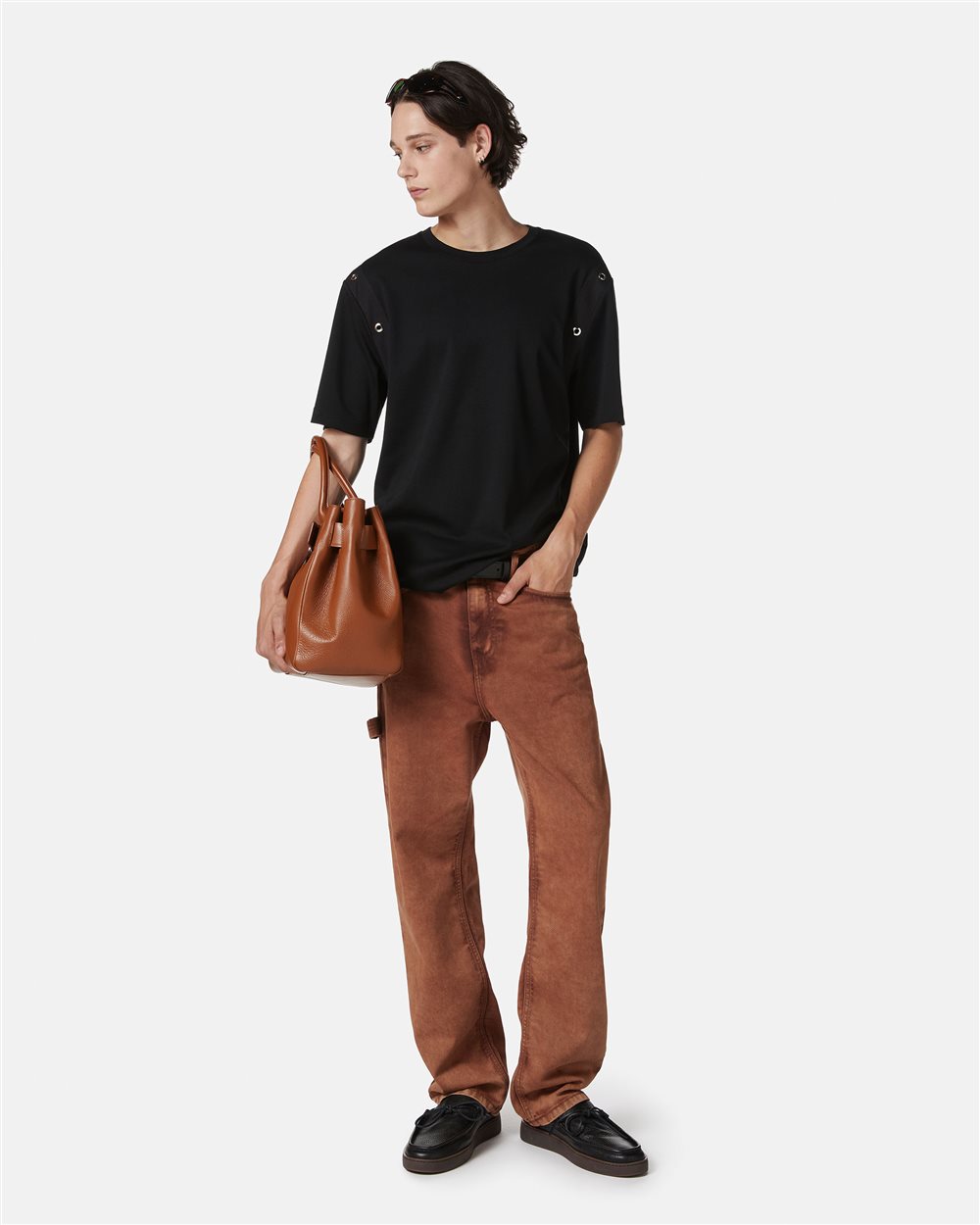 Black regular fit T-shirt in sustainable interlock fabric - Iceberg - Official Website