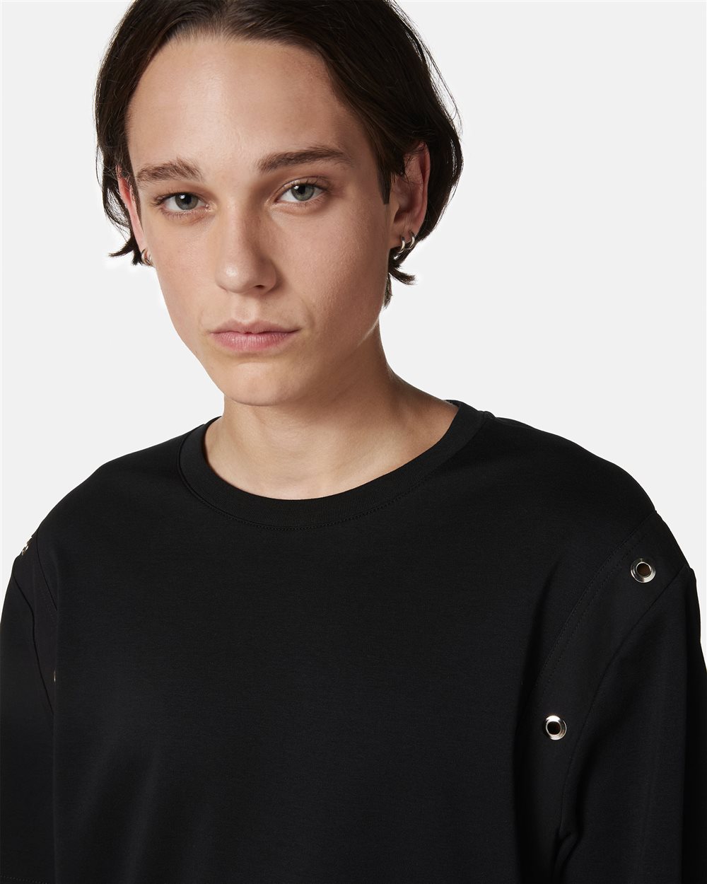 Black regular fit T-shirt in sustainable interlock fabric - Iceberg - Official Website