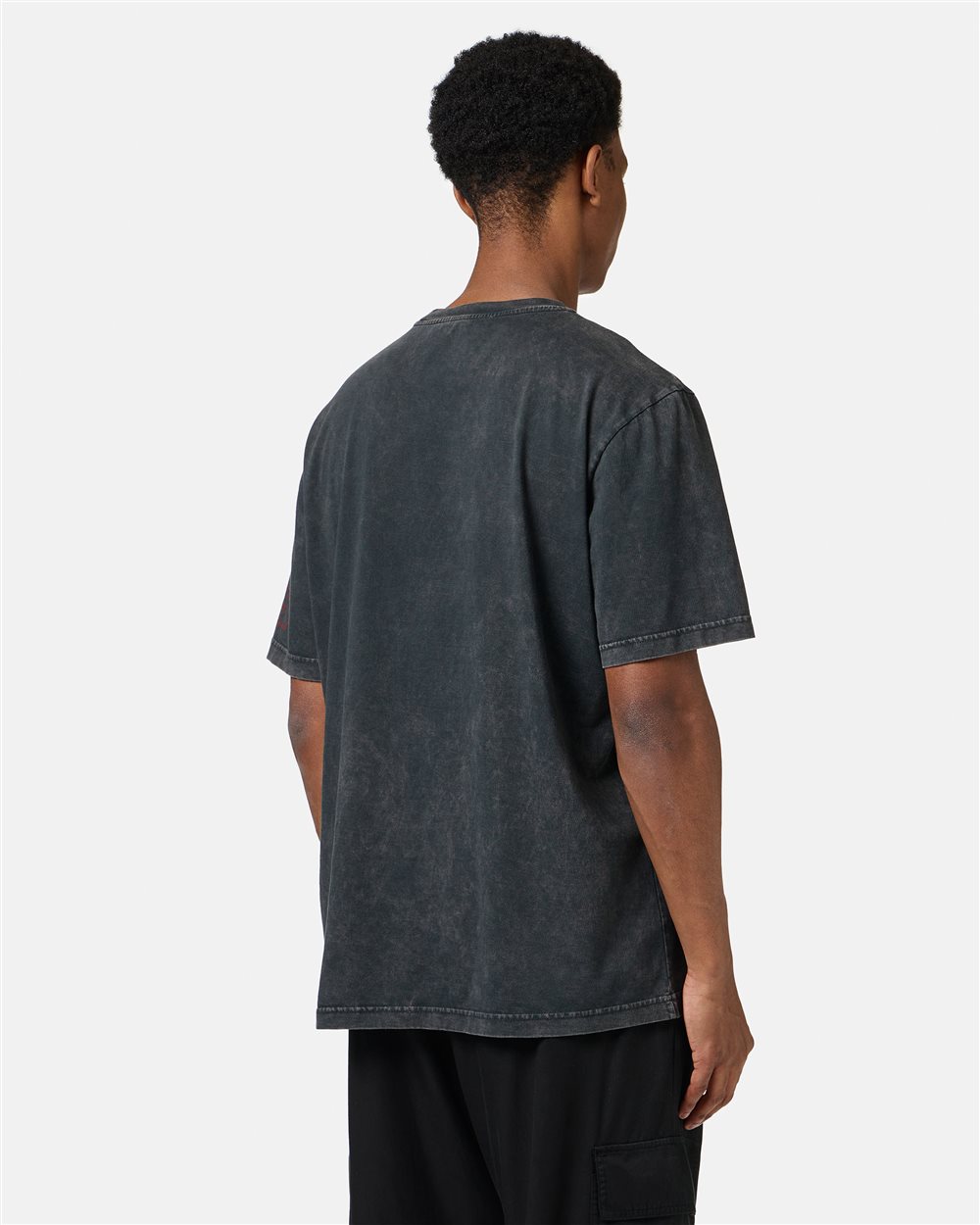 Regular-fit Black T-shirt in random-wash dyed cotton with maxi Bear print - Iceberg - Official Website