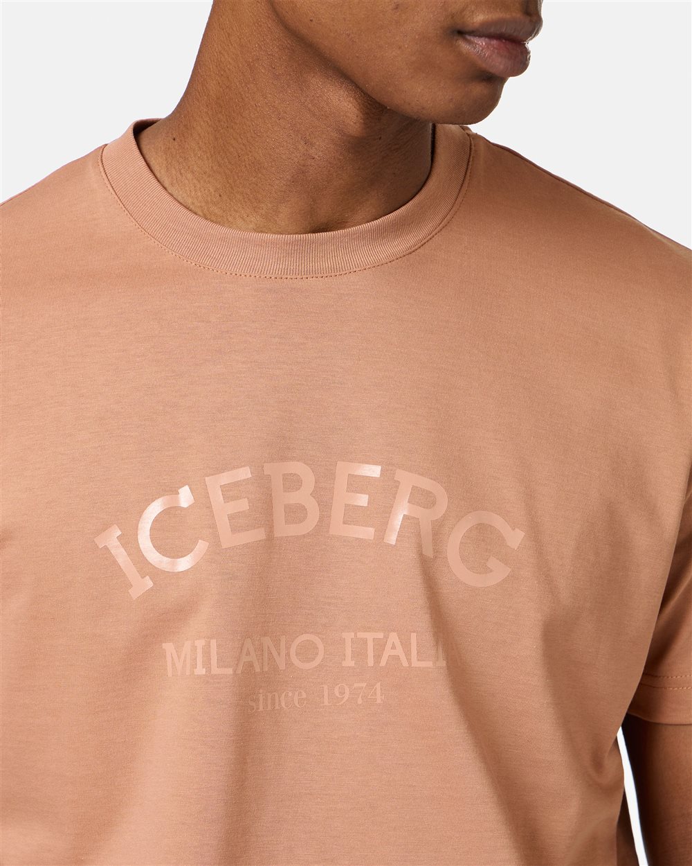 Terracotta color cotton jersey T-shirt with Iceberg logo - Iceberg - Official Website