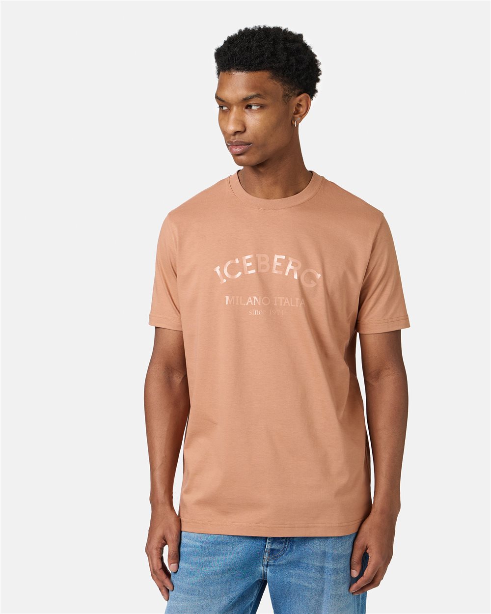 Terracotta color cotton jersey T-shirt with Iceberg logo - Iceberg - Official Website