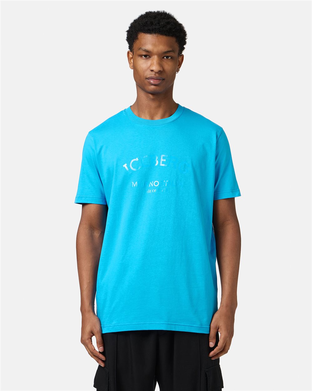 Cobalt blue cotton jersey T-shirt with Iceberg logo - Iceberg - Official Website