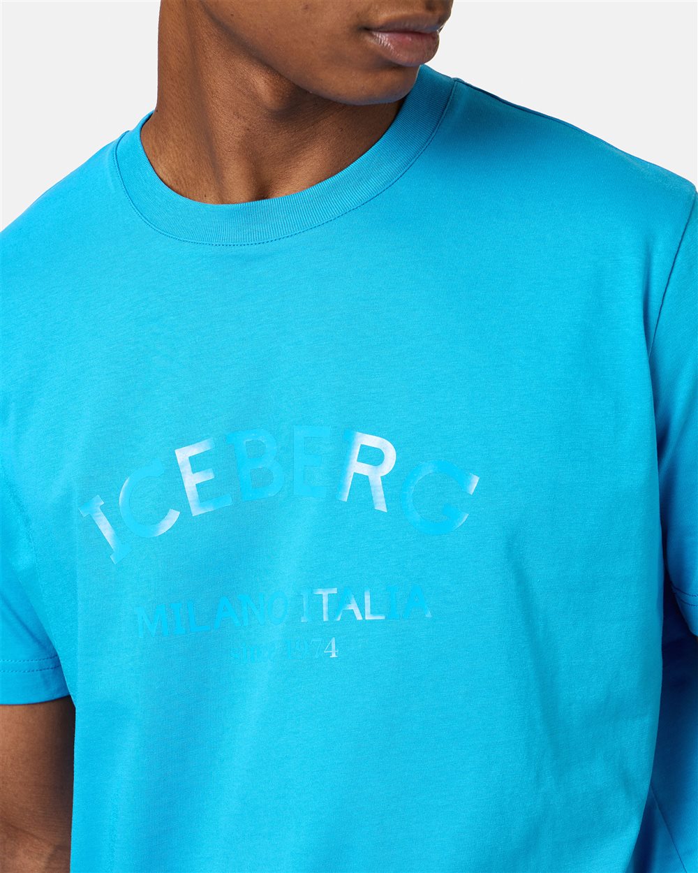 Cobalt blue cotton jersey T-shirt with Iceberg logo - Iceberg - Official Website