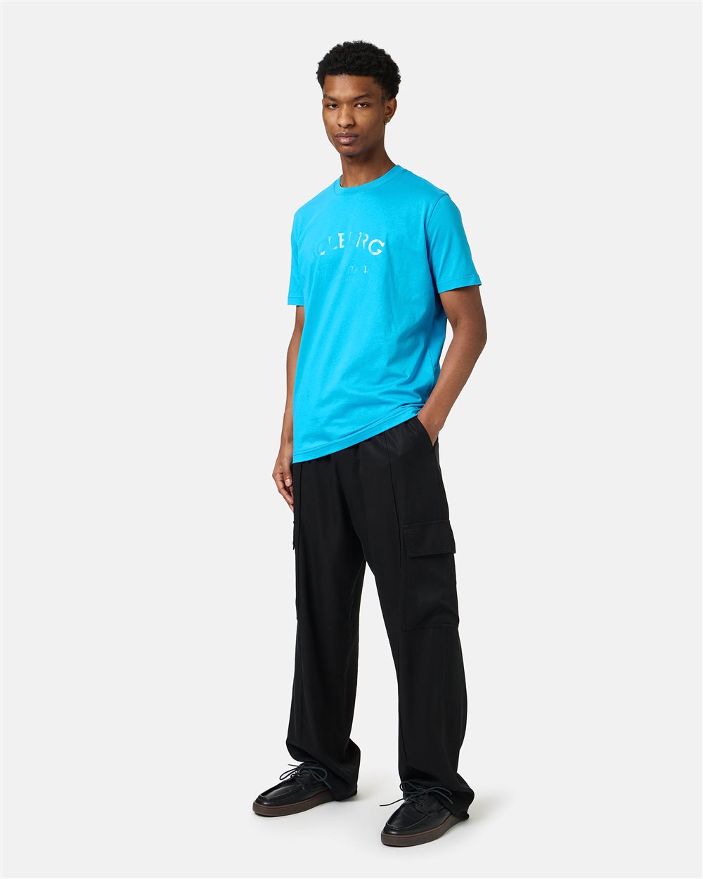 Cobalt blue cotton jersey T-shirt with Iceberg logo - Iceberg - Official Website