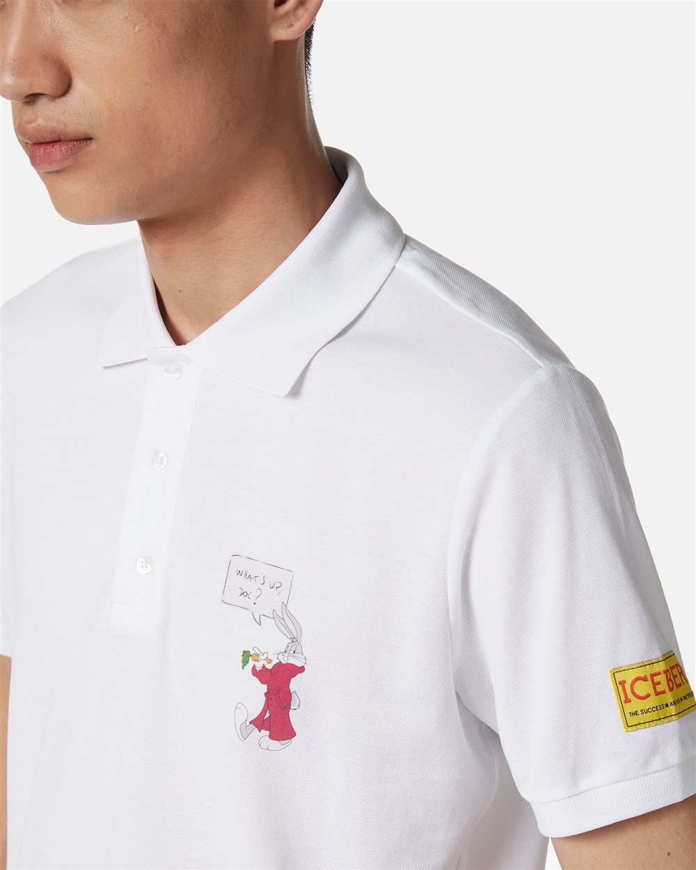 Regular fit white polo in pique fabric - Iceberg - Official Website