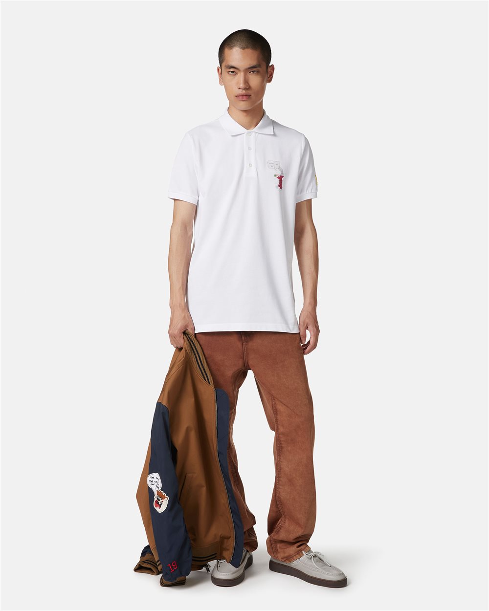 Regular fit white polo in pique fabric - Iceberg - Official Website