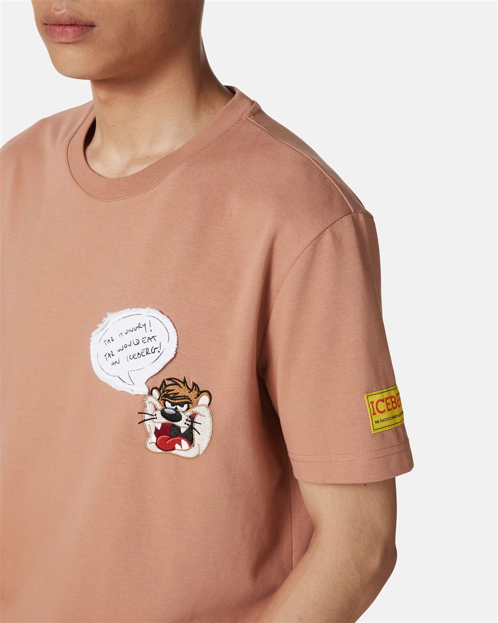 Coccio color classic regular fit cotton jersey T-shirt - Iceberg - Official Website