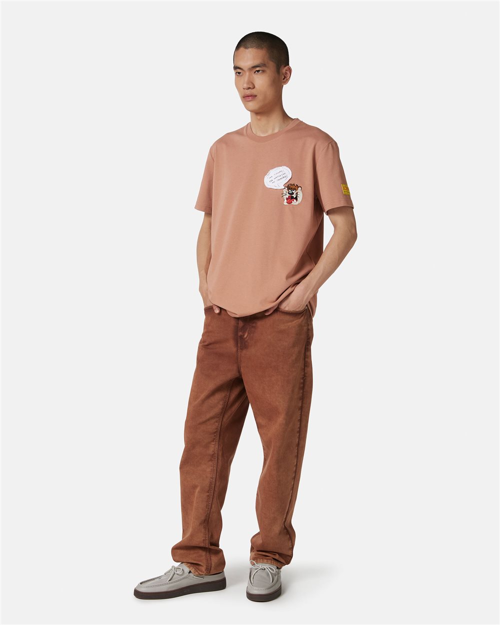 Coccio color classic regular fit cotton jersey T-shirt - Iceberg - Official Website