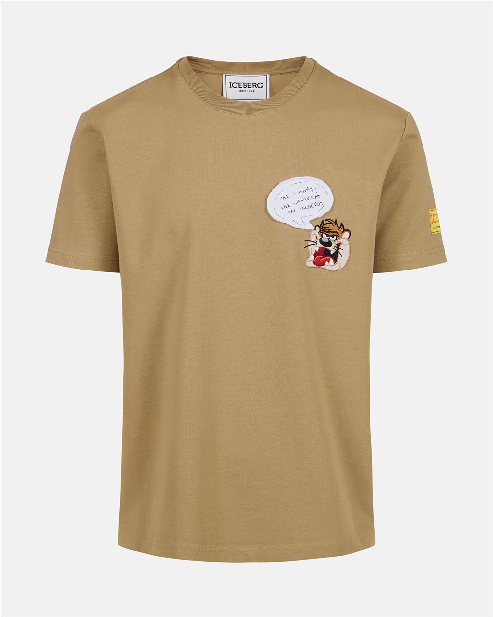 Mud color classic regular fit cotton jersey T-shirt - Iceberg - Official Website