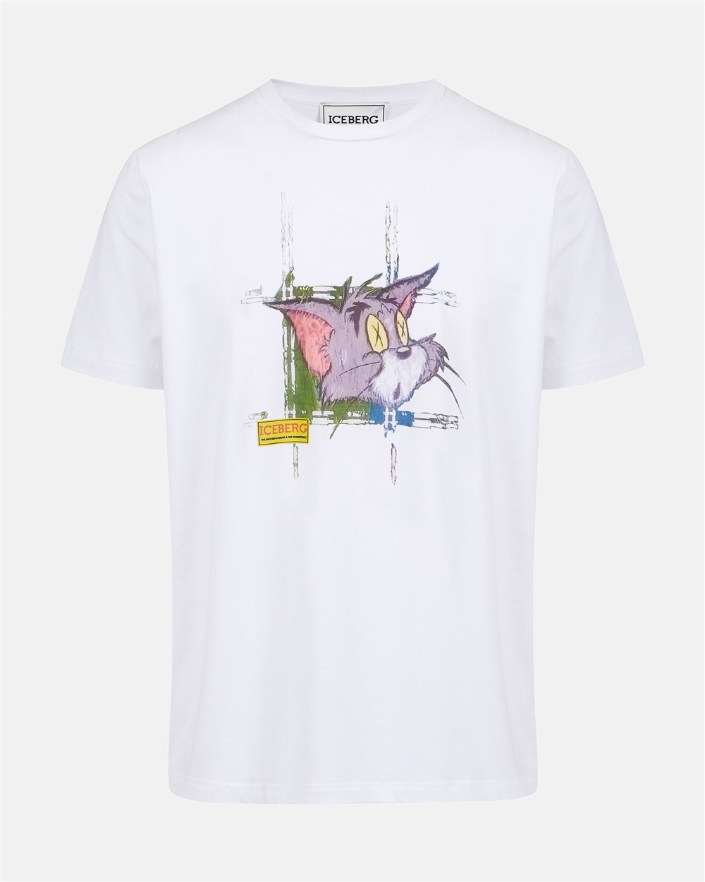 T-shirt bianca classic regular fit in jersey di cotone con stampa Tom sul davanti - Iceberg - Official Website