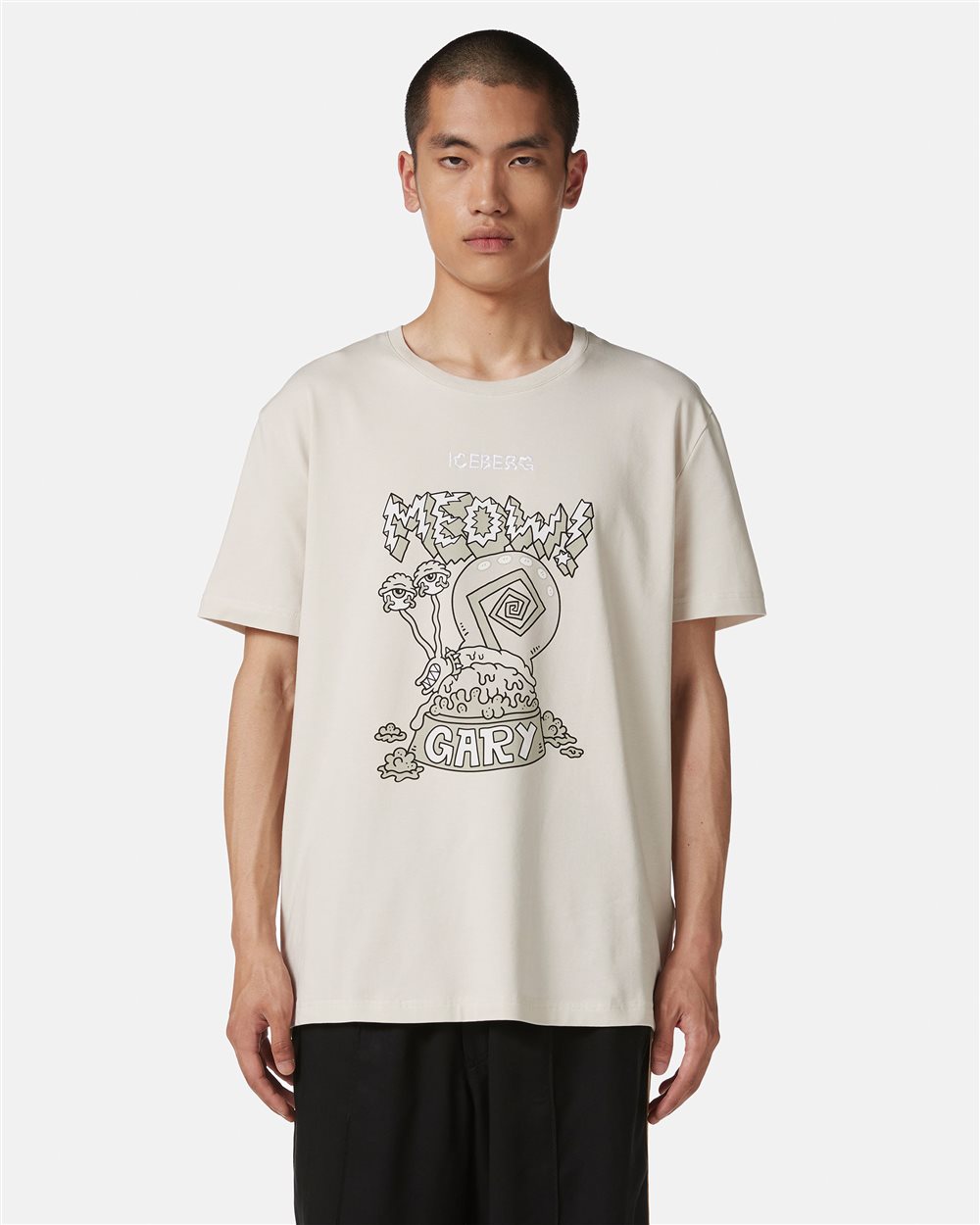 Powder-colored regular-fit sustainable stretch jersey T-shirt - Iceberg - Official Website