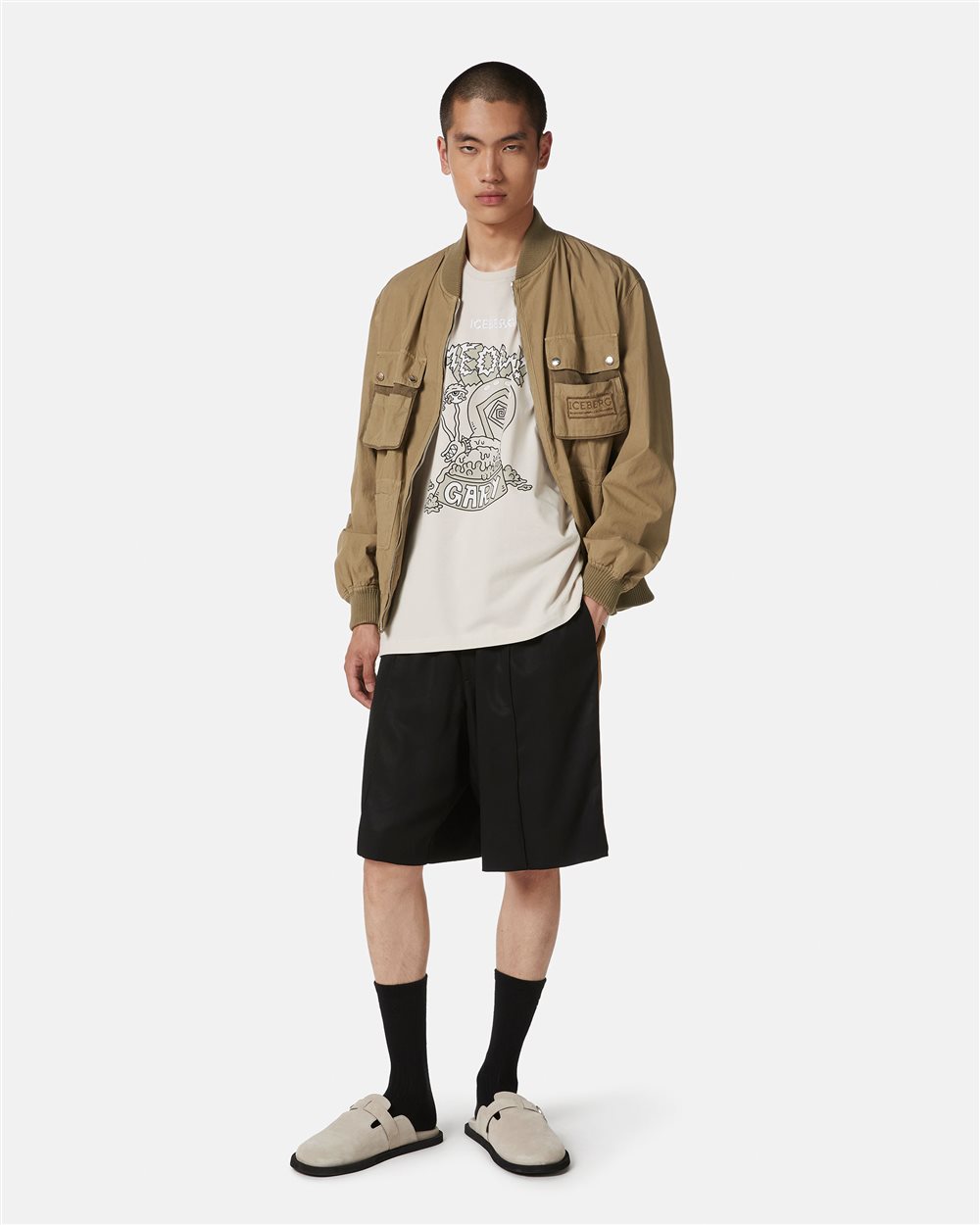 Powder-colored regular-fit sustainable stretch jersey T-shirt - Iceberg - Official Website