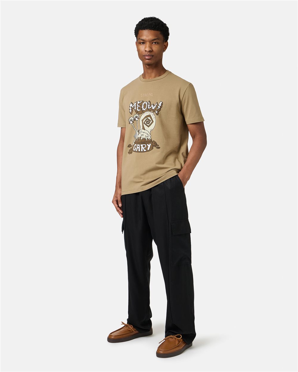Mud-colored regular-fit sustainable stretch jersey T-shirt - Iceberg - Official Website