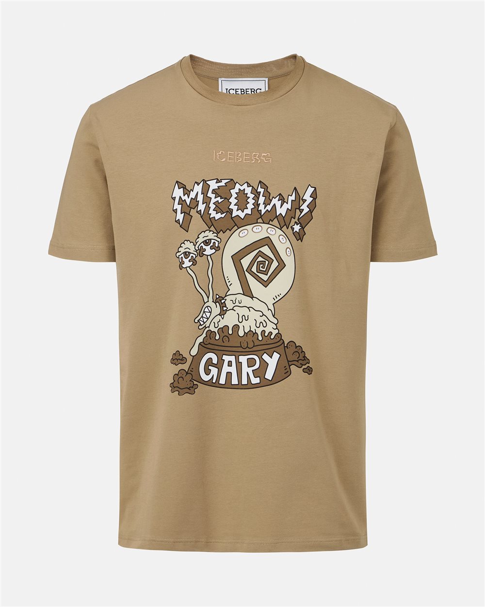 Mud-colored regular-fit sustainable stretch jersey T-shirt - Iceberg - Official Website