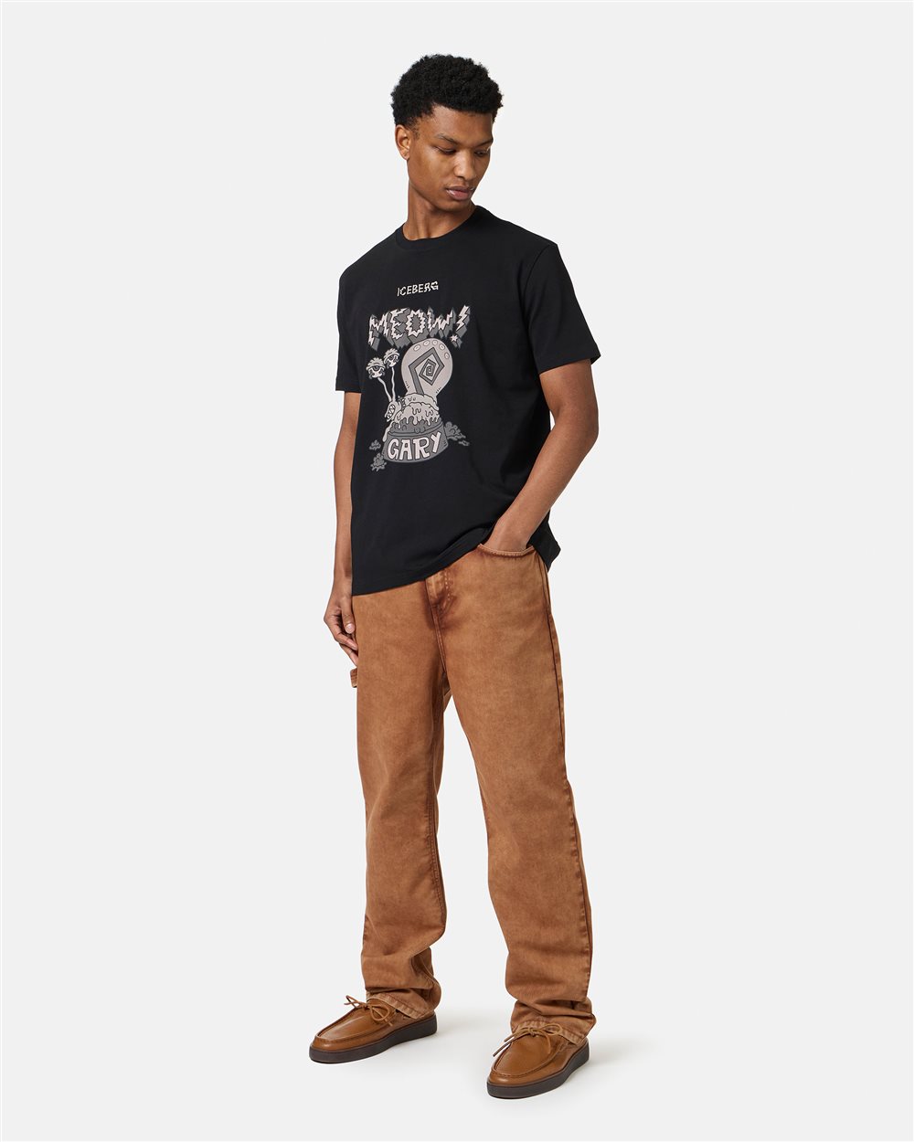 Black regular-fit sustainable stretch jersey T-shirt - Iceberg - Official Website