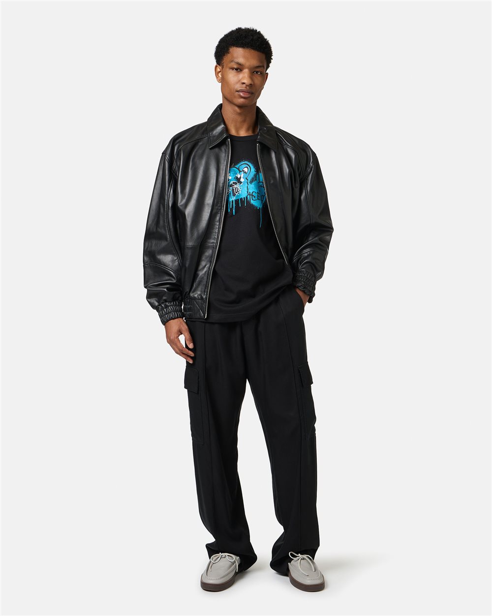 T-shirt nera classic regular fit in jersey di cotone - Iceberg - Official Website