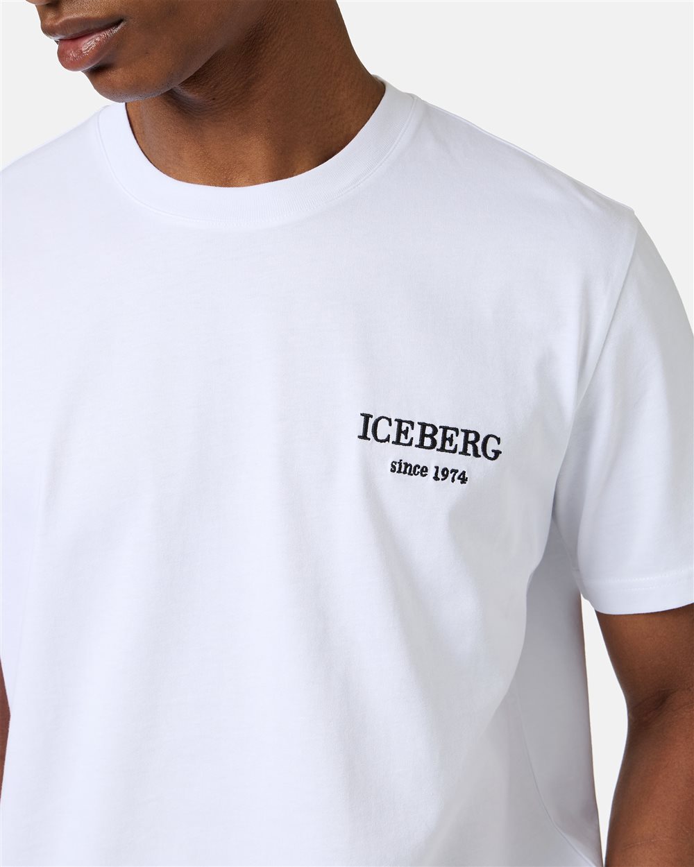 White classic regular fit T-shirt in jersey - Iceberg - Official Website