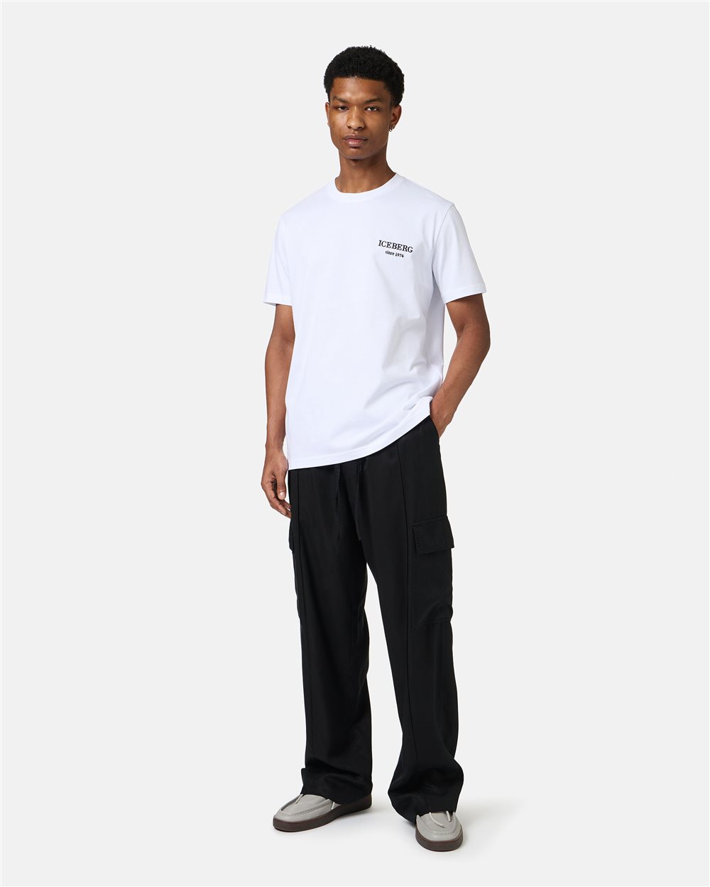 White classic regular fit T-shirt in jersey - Iceberg - Official Website