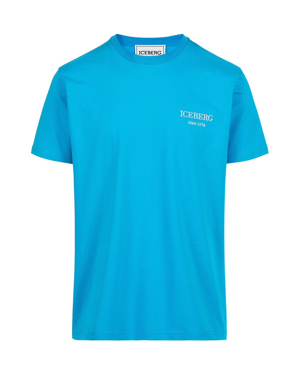 Cobalt-colored classic regular fit jersey T-shirt - Iceberg - Official Website