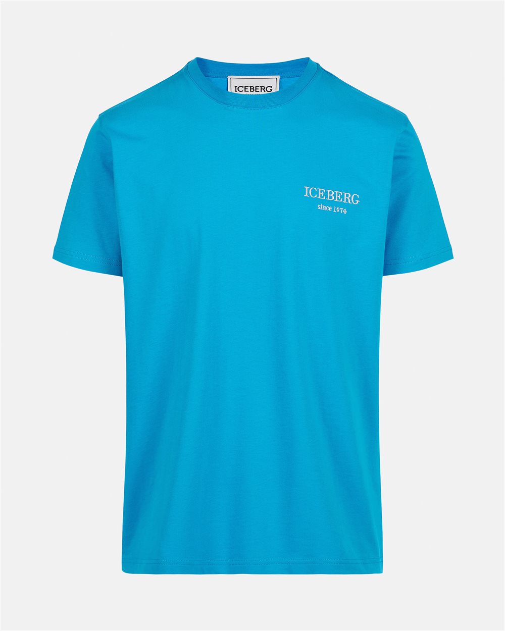 Cobalt-colored classic regular fit jersey T-shirt - Iceberg - Official Website