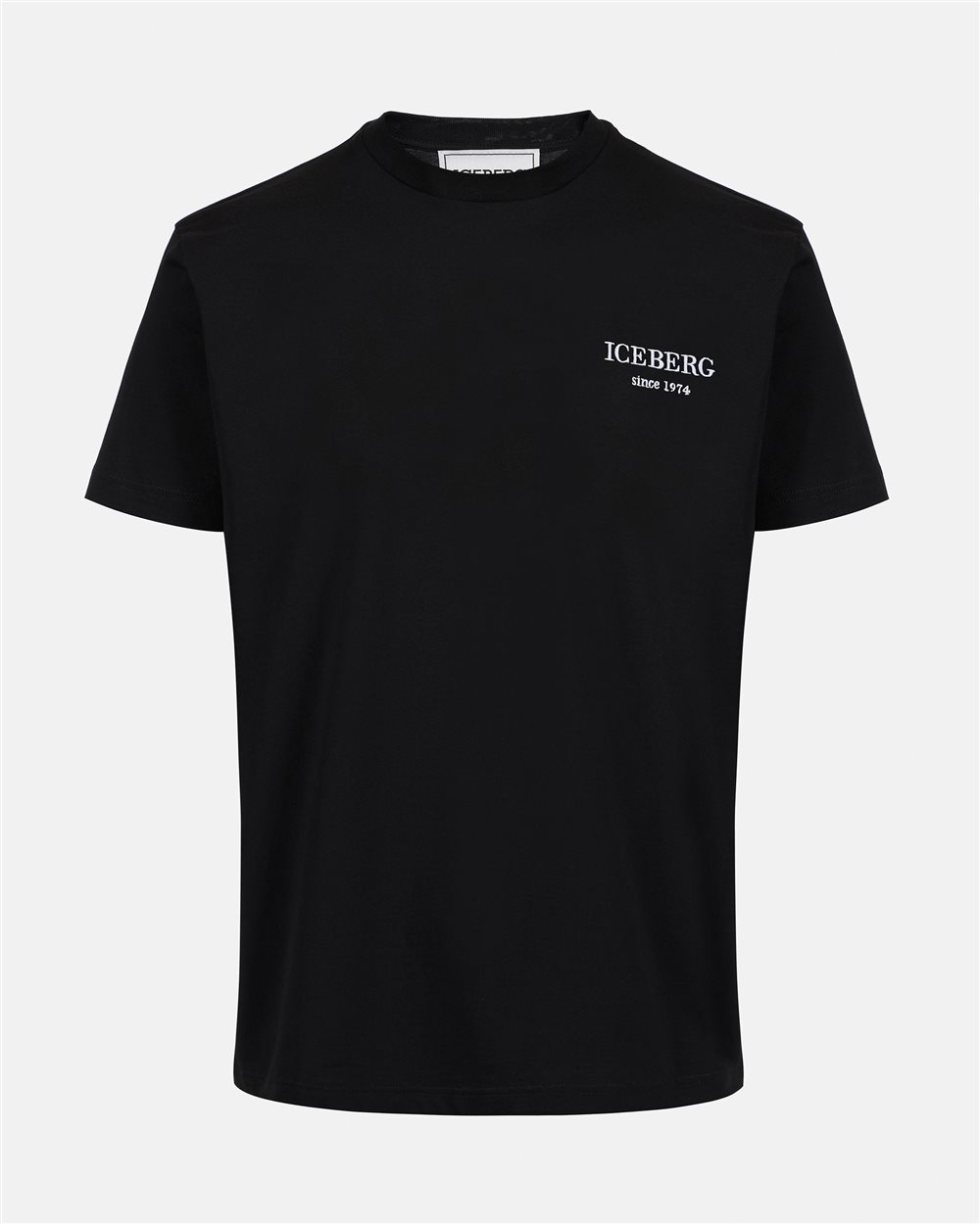 T-shirt nera classic regular fit in jersey - Iceberg - Official Website