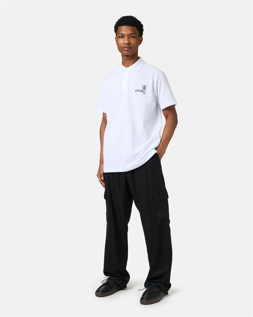 White piqué polo with Bear print - Iceberg - Official Website