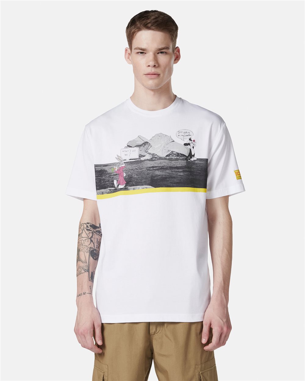 White regular fit cotton jersey T-shirt with Iceberg logo - Iceberg - Official Website