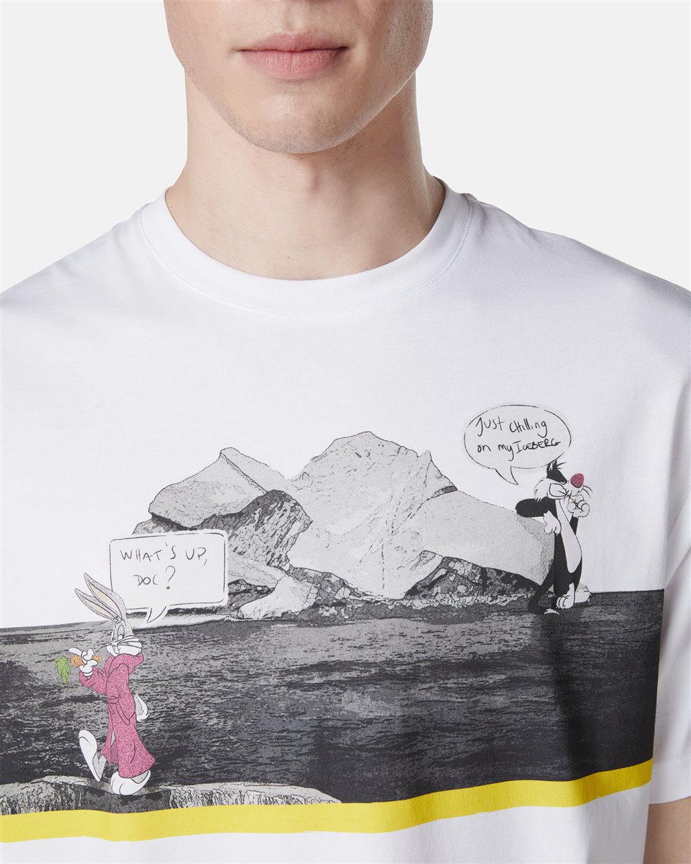 White regular fit cotton jersey T-shirt with Iceberg logo - Iceberg - Official Website