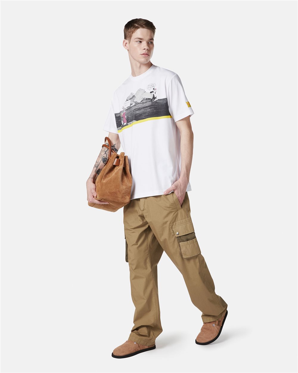 White regular fit cotton jersey T-shirt with Iceberg logo - Iceberg - Official Website
