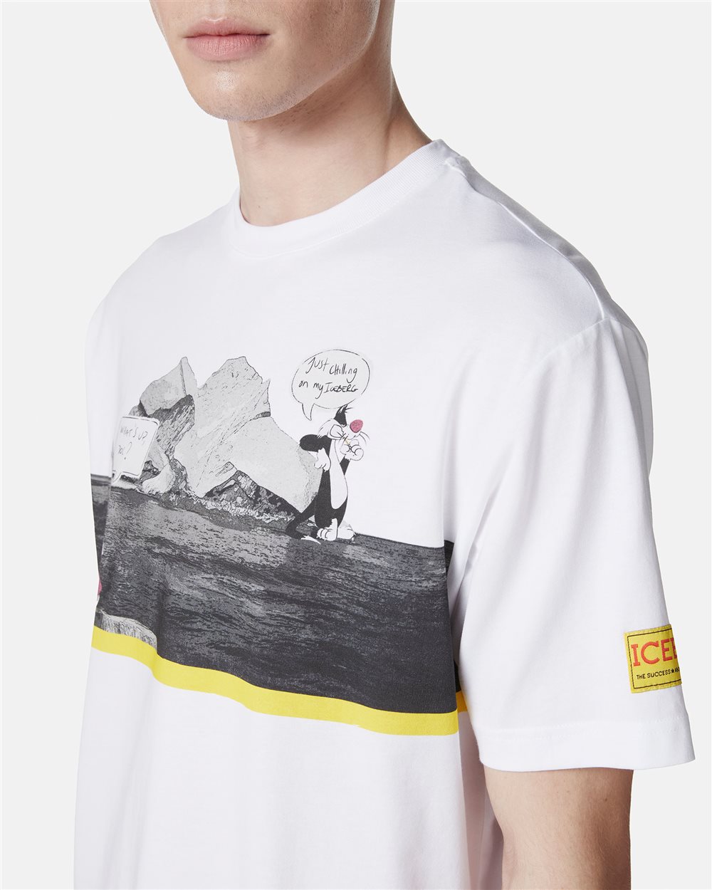 White regular fit cotton jersey T-shirt with Iceberg logo - Iceberg - Official Website